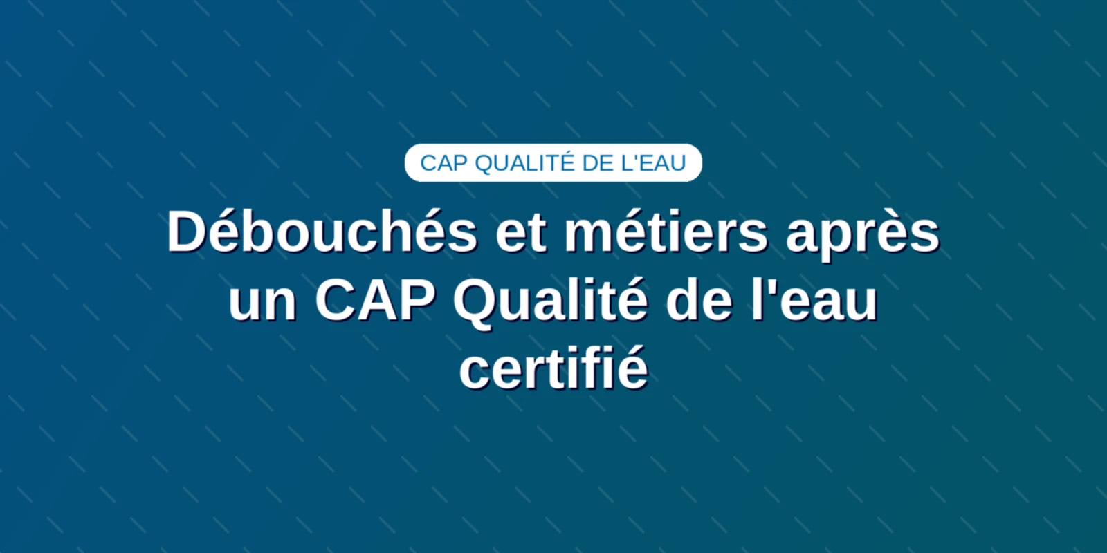 Débouchés et métiers après un CAP Qualité de l'eau certifié
